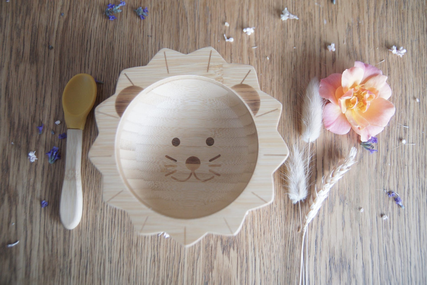 Set de repas bébé Lion en bambou et silicone | Cap Bambou
