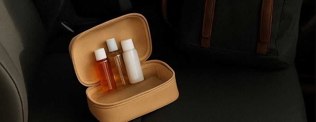 Trousse de toilette avec produits miniatures 