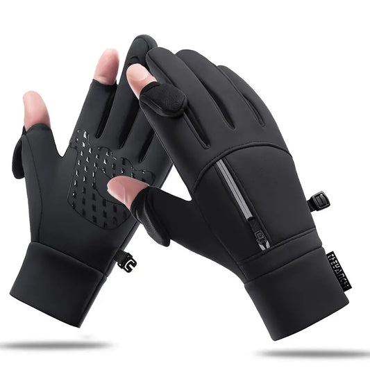 Premium Winter Windproof Waterproof Touch Screen Gloves - Medium, Black-0