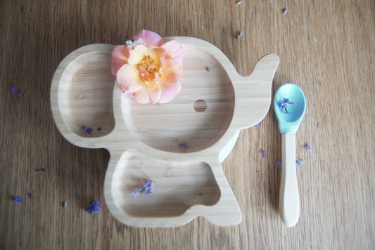 Set de repas bébé Eléphant en bambou et silicone  | Cap Bambou