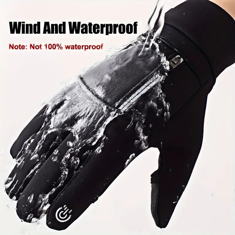 Premium Winter Windproof Waterproof Touch Screen Gloves - Medium, Black-2