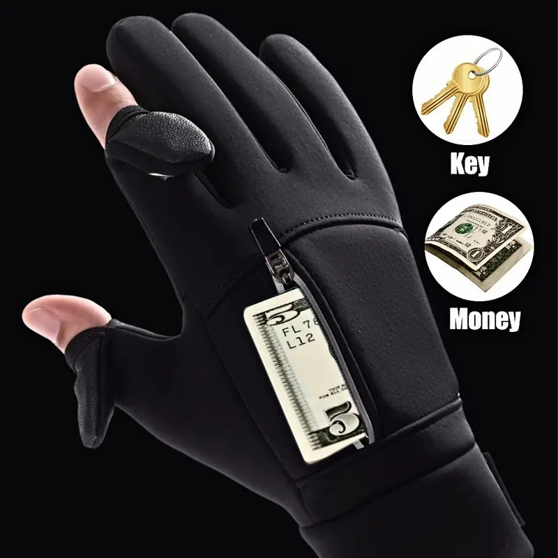 Premium Winter Windproof Waterproof Touch Screen Gloves - Medium, Black-1