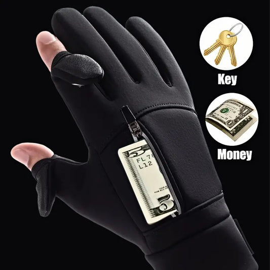 Premium Winter Windproof Waterproof Touch Screen Gloves - Medium, Black-1