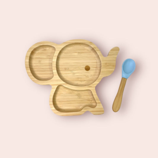 Set de repas bébé Eléphant en bambou et silicone  | Cap Bambou