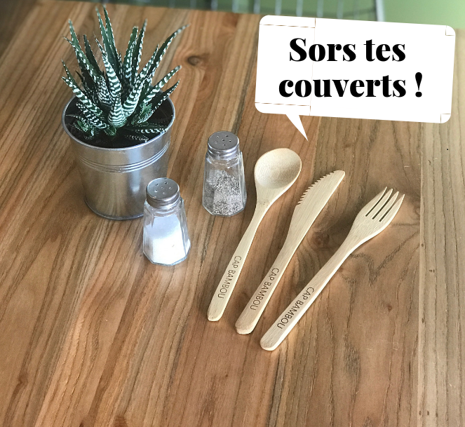 Kit de 3 couverts réutilisables avec pochon | Cap Bambou