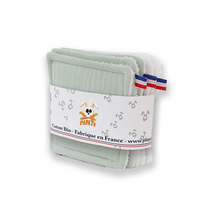 lingettes vert en coton bio papate bain